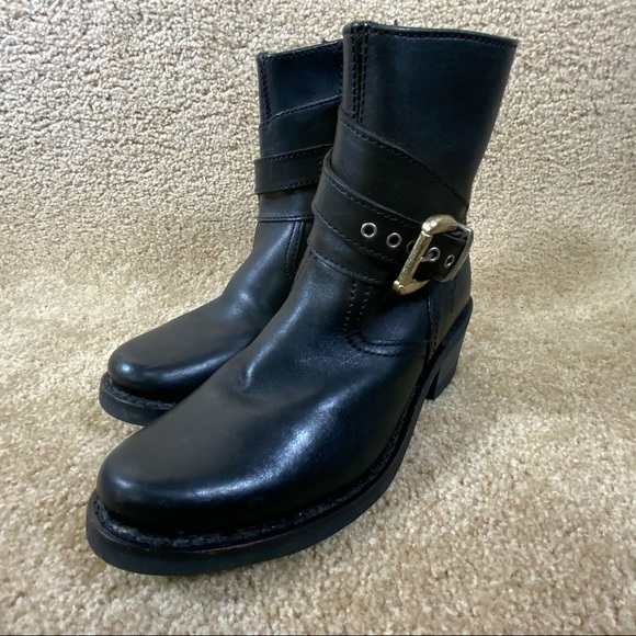 HARLEY DAVIDSON Womens Riding Boots Sz 6.5 Black Ankle Zip Up Buckle 84181 Biker - Picture 2 of 9